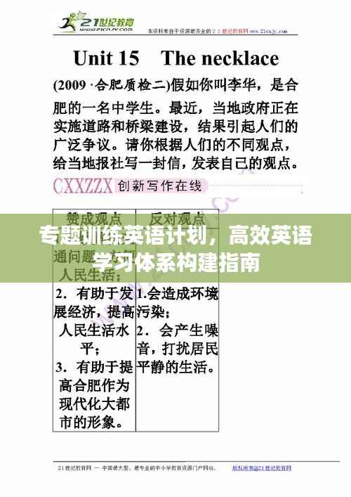 专题训练英语计划,高效英语学习体系构建指南