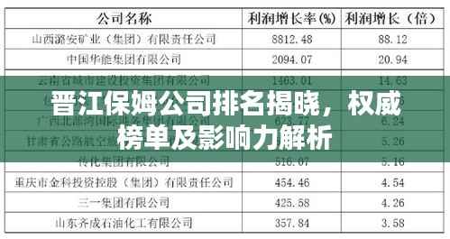 晋江保姆公司排名揭晓,权威榜单及影响力解析
