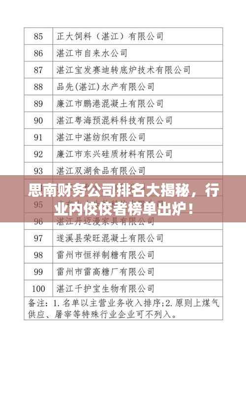 思南财务公司排名大揭秘,行业内佼佼者榜单出炉!
