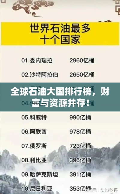 全球石油大国排行榜,财富与资源并存!